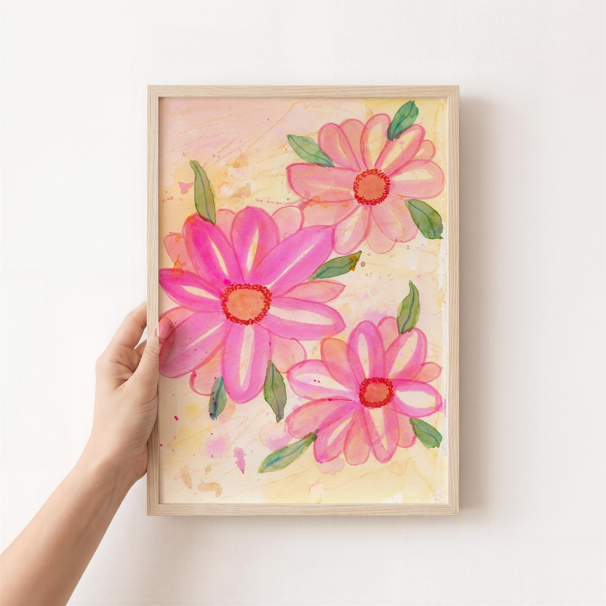 Pink Watercolor Floral Art Print, Botanical Printable Art - Etsy
