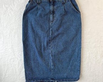 Vintage Vivaldi Jeanswear 90s Denim Midi Skirt High Waist Straight Fit Size 14