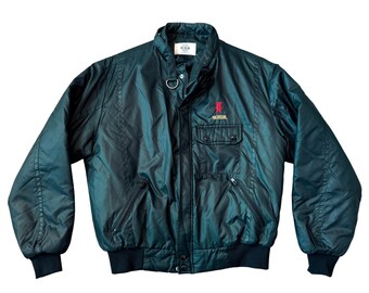 Vintage Michelob Beer Bomber Jacket Mens L Black Made in USA Zip Up