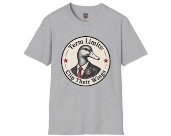 Camiseta con ilustración de pato y límites de mandato / Camiseta política "Recorta sus alas"