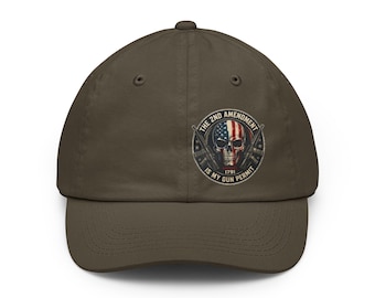 Gorra/gorra de béisbol con parche de calavera de la Segunda Enmienda, bandera estadounidense, derechos de armas.