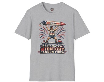 Camiseta Red White & Boom Rocket Lifter / Patriótica estadounidense del 4 de julio