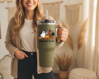 Chick or Treat - Halloween-beker van 40 oz: spookachtige mok, grote geïsoleerde beker
