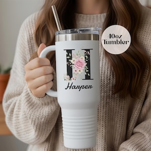 Letra H personalizada: vaso de 40 oz, taza con inicial y nombre personalizado