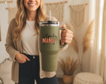 Spooky Mama-mok: Halloween-beker van 40 oz, grote geïsoleerde beker