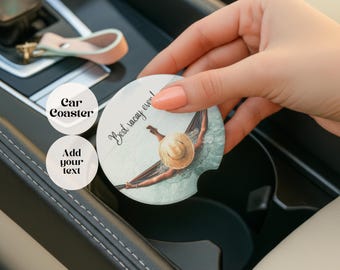 Personalized Photo Soapstone Car Coaster, Custom Text Cup Holder Insert