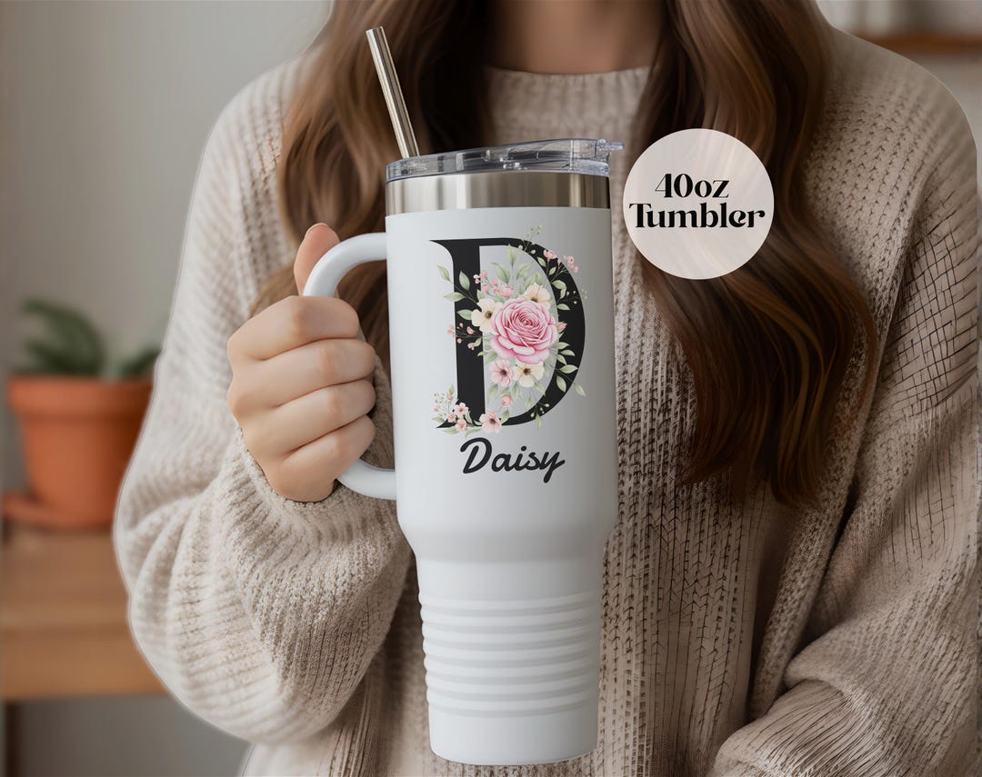 Personalized Letter D: 40 Oz Tumbler, Initial Mug, Custom Name Cup - Etsy