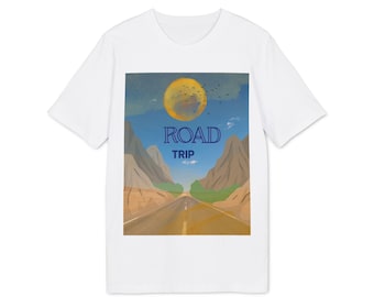 Camiseta de viaje por carretera con puesta de sol en la montaña / Camiseta de viaje de aventura