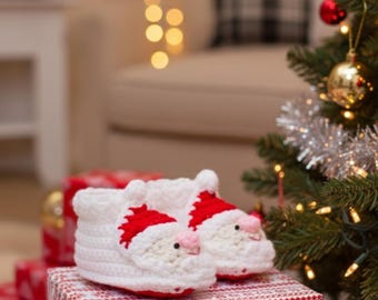 Santa Kids Crochet Slippers Pattern | Christmas Booties (PDF Pattern)