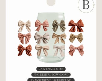 Boho Bows! 16oz Cup Wrap PNG: UV DTF Design (Digital Download)