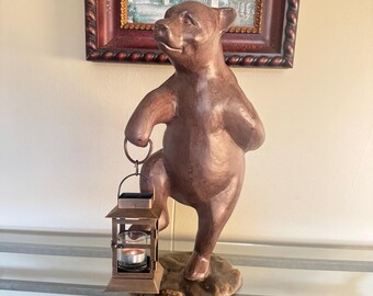 Vintage Big Sky Bears Jeff Fleming Bear Table Lamp With Shade