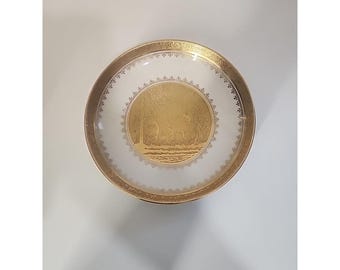 Vintage Gloria Fine Porcelain Germany Acid Etched 24k Gold Nymphs Forest Plate