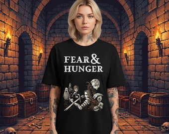 Fear and Hunger RPG Shirt | Comfort Colors Black T-Shirt | Dark Fantasy Gamer Apparel
