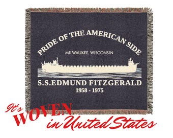 S.S. Edmund Fitzgerald Memorial Woven Blanket 60"x50" | Made in USA