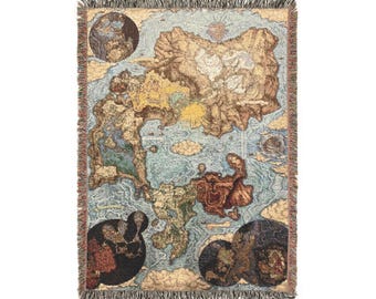 Elden Ring Map Woven Blanket 52"x37" | Dark Fantasy Gamer Decor