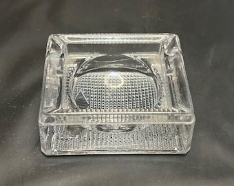 Vintage kristalhelder glazen vierkante inktpotje/bureauaccessoire van Twinco - GRATIS VERZENDING