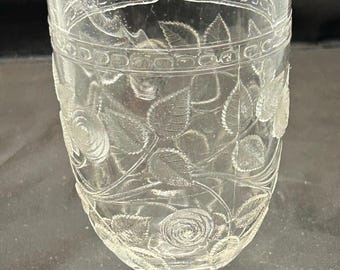 Cuillère ancienne en cristal transparent EAPG dans le motif rose chou n° 140 par Central Glass - vers les années 1870 - livraison gratuite
