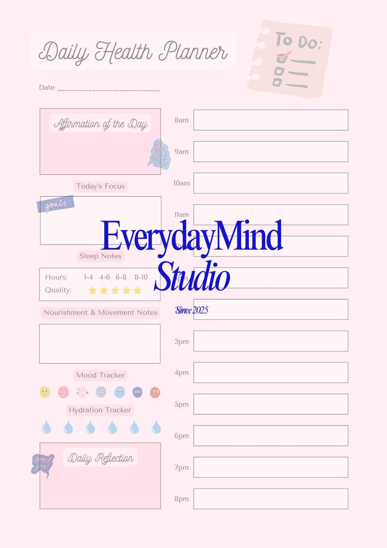 Daily Mental Health Planner Printable | Self-care Journal PDF ...