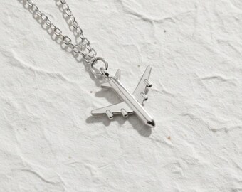 Airplane Necklace, Travel Jewelry, Minimalist Gold Plane Pendant, Gift for Traveler, Dainty Charm Necklace