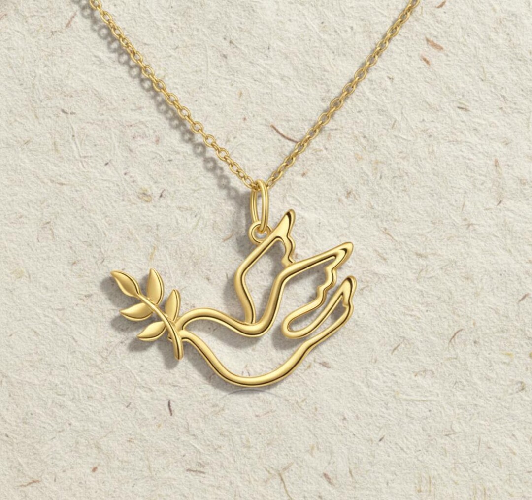 Silver Dove Necklace Peace Dove Pendant With Olive Branch Minimalist silver-dove-necklace-peace-dove-pendant-with-olive-branch-minimalist