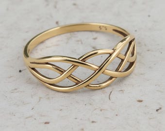 925 Sterling Silver Celtic Knot Ring, Intertwined Endless Knot Jewelry, Minimalist Wedding Band