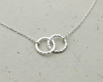 925シルバー ゴールド ダブルリング ネックレス CZ ジルコニア 永遠 ネックレス シルバー925 ゴールド メンズ 日々の暮らしを 専用BOX付属