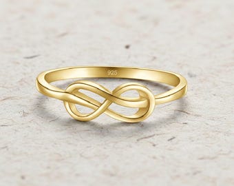 925 Sterling Silver Infinity Ring, Love Knot Band, Minimalist Promise Ring for Her, Dainty Stackable Eternal Ring, Anniversary Gift