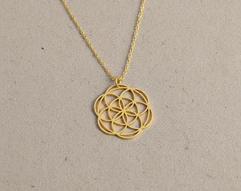 925 Sterling Silver Flower of Life Pendant Necklace Dainty Sacred Geometry Minimalist Jewelry Gift