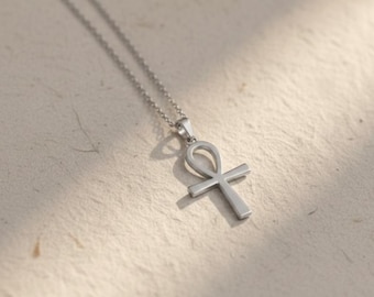 Ankh Necklace, Egyptian Cross Pendant for Women, Key of Life Jewelry, Spiritual Protection Gift, Minimalist Ancient Egyptian Symbol