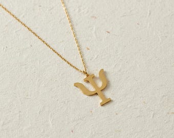 Minimalist Psi Symbol Pendant Necklace | Psychology Therapist Gift