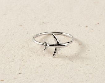 Dainty Airplane Ring • Minimalist Travel Jewelry • Pilot Gift for Her • Aviation Ring • Wanderlust Jewelry • Silver Flight Ring