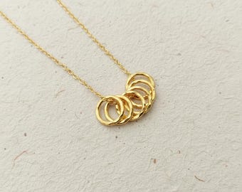 Geburtstagsgeschenk für Sie, 6 Ringe für 6 Jahrzehnte Halskette, 925 Sterling Silber Ineinander greifende Kreise, Meilenstein Geburtstagsschmuck, Geschenk für Mama