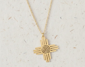 Minimalist Zia Sun Symbol Necklace, Dainty 925 Sterling Silver Southwestern Charm, New Mexico Jewelry Gift