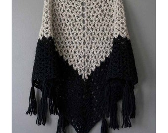CROCHET PATTERN - Dipped Colour Block Shawl Crochet Shawl Pattern - PDF Instant Download
