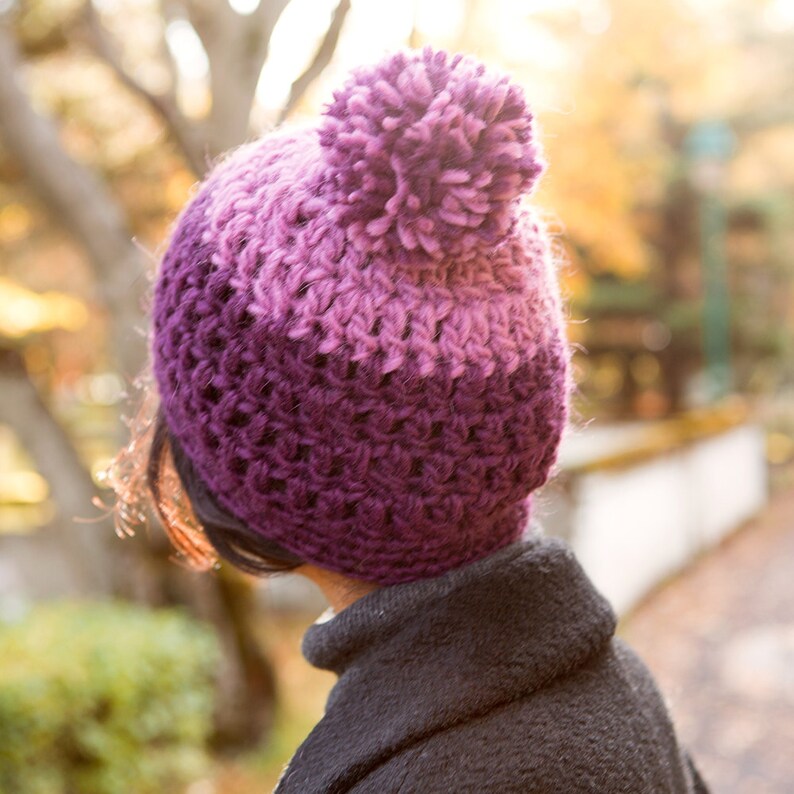 CROCHET PATTERN Two-Tone Toque Colour Block Pompom Beanie | Etsy