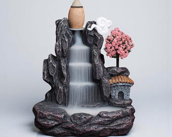 Räucherstäbchenhalter aus japanischem Harz in Form eines Wasserfalls, Bergbrunnens.