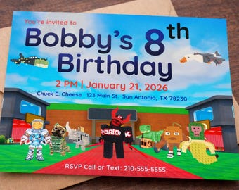 Brainrot Roblox Birthday Invitation | Editable Survival Party Template with 30+ Characters | Canva Digital Download