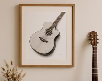 acoustic guitar drawing realistic