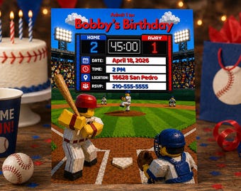 Baseball Birthday Invitation | Sports Party Template | Kids Roblox Invite | Editable Digital Download