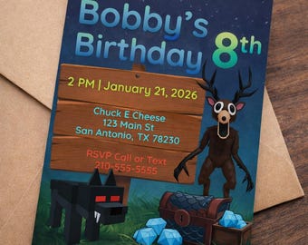 Roblox 99 Nights Birthday Invitation | Forest Survival Party Invite | Editable Canva Template | Instant Download