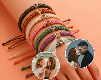 Custom Projection Bracelet Braided, Personalized Photo Bracelet, Picture Inside Bracelet,  Anniversary Gift For Him, Birthday Gift For Her