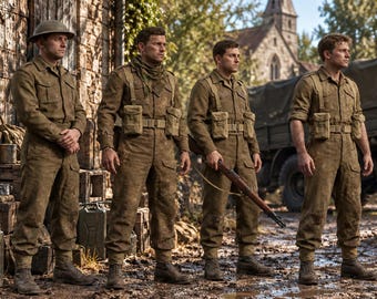 Ensemble de 4 figurines de soldats britanniques de la Seconde Guerre mondiale à l'échelle 1/35 en résine pour diorama