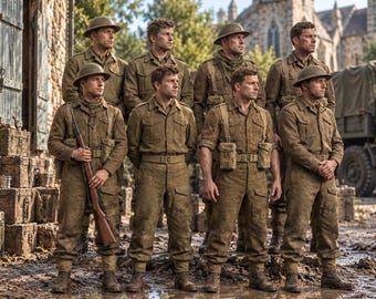 Ensemble de 8 figurines de soldats britanniques de la Seconde Guerre mondiale à l'échelle 1/35 en résine pour diorama
