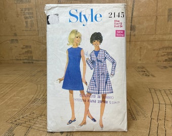 Original 1960s Sewing Pattern. Style Dress & Coat Pattern 2145. Bust 34"