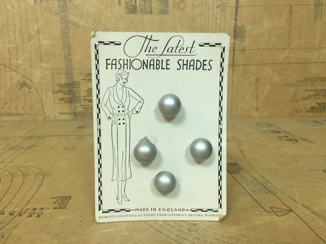 Set of Four Buttons. Lovely Silver Ball Buttons on Original 1930s Card ...