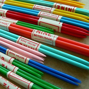 1950s Vintage Double Point Knitting Needles, Set of 4 Needles. Shepherds Needles in Various Sizes & Candy Colours. NOS image 5