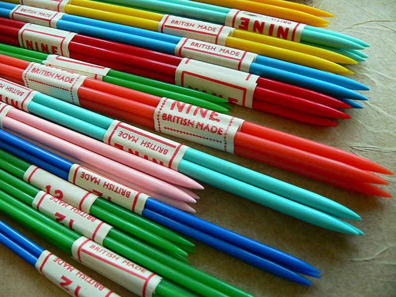 1950s Vintage Double Point Knitting Needles, Set of 4 Needles. Shepherds Needles in Various Sizes & Candy Colours. NOS image 5