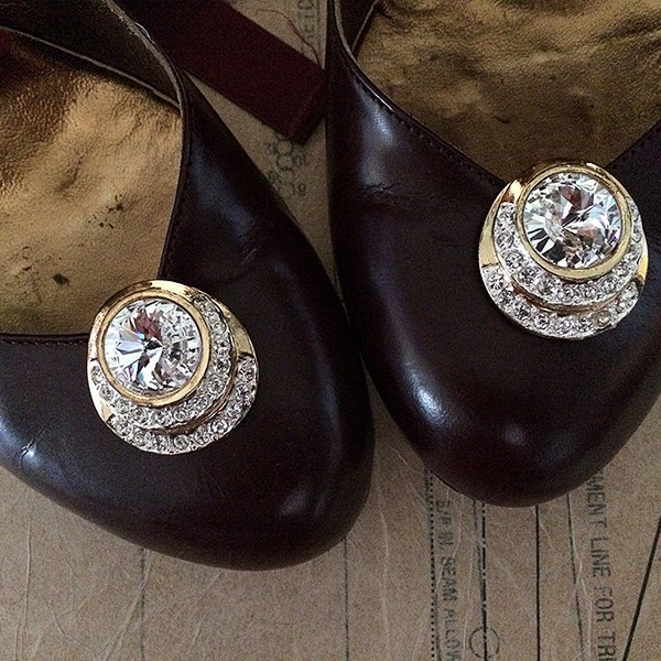 1980s Triple Tiered Swarovski Crystal Shoe Clips (pair)