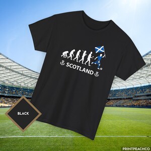 Scotland soccer supporter t shirt featuring evolution design and football theme
