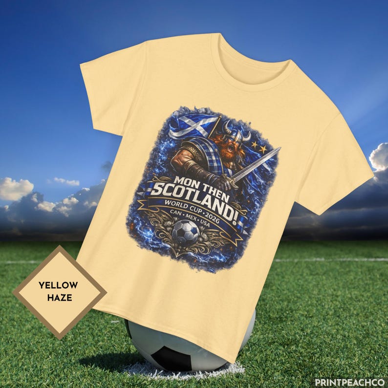 Yellow Scotland World Cup 2026 football supporter tee